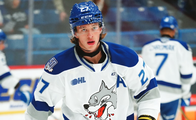 Quentin Musty was chosen by San Jose in the first round Wednesday night. (Sudbury Wolves)